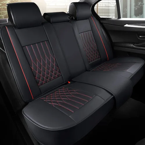 Vista 18 de Aierxuan 2 piezas de fundas de asiento de automóvil delanteras con cuero impermeable, compatible con bolsa de aire, funda acolchada para vehículos