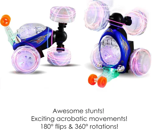 Vista 5 de Coche acrobático multifunción recargable Invincible Tornado Twister de Haktoys HAK101, con luces LED y música
