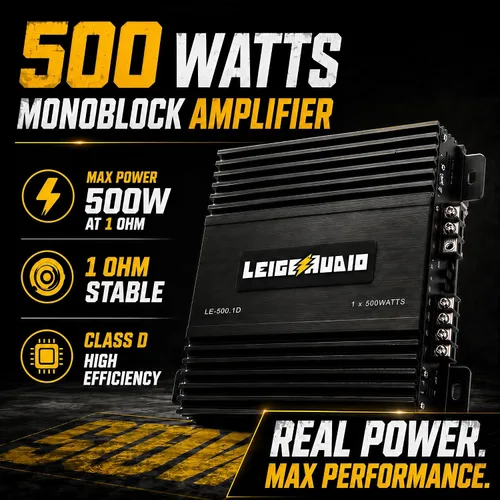 Vista 2 de Amplificador Monoblock de 500 Vatios, Clase D, Amplificadores de Subwoofer Estables a 1 Ohm para Altavoces de Audio de Coche