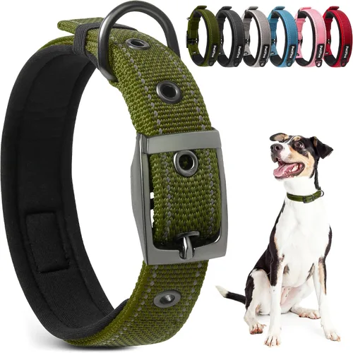Vista 12 de PetiFine Collares para perros pequeños, collar acolchado de neopreno, collares reflectantes resistentes para mascotas con hebilla de cinturón