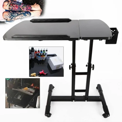 Vista 3 de Estación de trabajo de tatuaje, estación de mesa de tatuaje, estación de tatuaje móvil portátil para artista de estudio de tatuajes, con ruedas