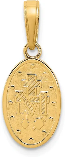 Vista 3 de FindingKing Colgante de oro amarillo de 14 quilates con dije de medalla milagrosa, Oro amarillo