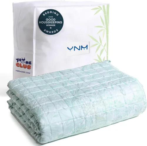 Vista 9 de YnM Manta con peso refrescante para adultos, manta pesada de 10 libras para una persona de 90 libras, perfecta para personas que duermen con calor