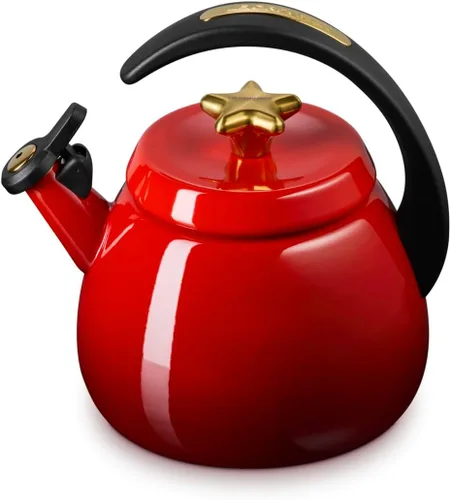 Vista 21 de Le Creuset - Tetera de cloche esmaltada en acero, 2.2 cuartos de galón, Cerise