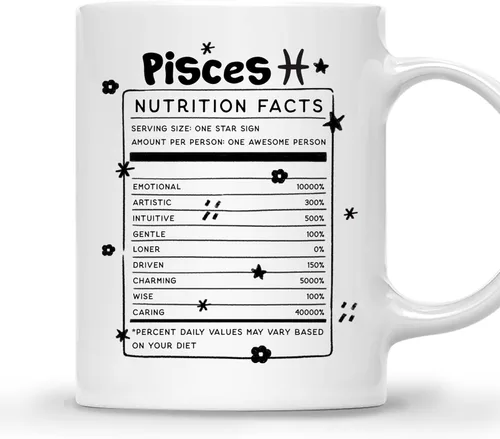 Vista 11 de Gossby Aquarius Nutrition Fact Taza de café – Regalo del signo del zodiaco para mujeres, cumpleaños, regalo de astrología de Navidad para mujeres