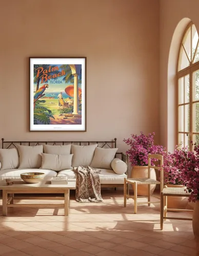 Vista 5 de Palm Beach Florida Poster Print Vintage Travel Poster, by Kerne Erickson, poster print, unframed, 6 x 9 in