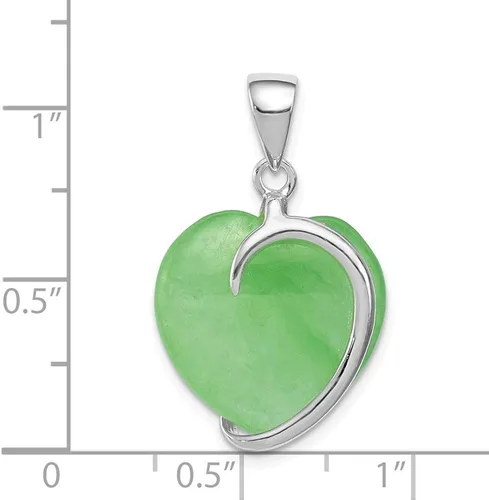 Vista 2 de Colgante de plata de ley 925 con forma de corazón de jade verde 0866in x 0630in