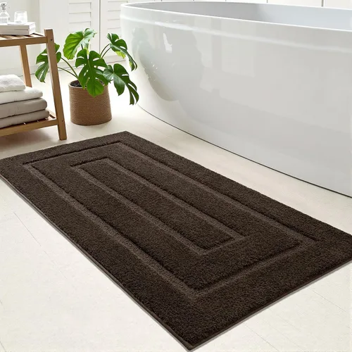 Vista 29 de HOMORE Alfombra de baño negra de 24 x 17 pulgadas, suave y absorbente, alfombra de baño pequeña, alfombra de baño lavable antideslizante para bañera