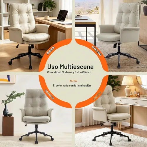 Vista 9 de IWMH Silla de escritorio cómoda,Silla de oficina ejecutiva,Silla de Beige lechoso