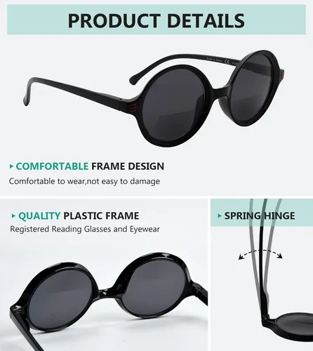 Vista 4 de Eyekepper Paquete de 4 lentes de sol bifocales para mujer, lentes pequeños, redondas, bifocales +1.50