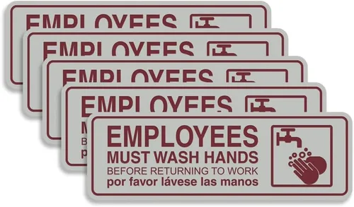 Vista 58 de Standard Employees Must Wash Hands - Letrero para puerta/pared, color negro, pequeño