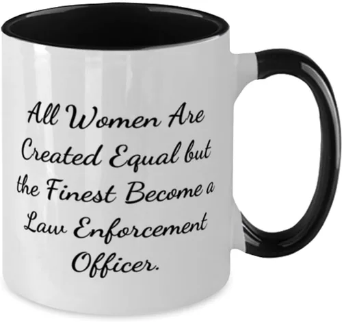 Vista 2 de Fancy Law enforcement officer Gifts, All Women Are Created Equal but the, Fun Two Tone 11oz Mug For Men Women From Friends, Police, Gift ideas for