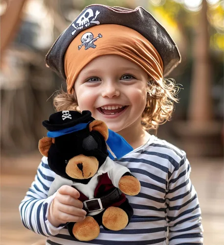 Vista 7 de DolliBu Disfraz de pirata para animales de peluche, pequeño para felpa de 5