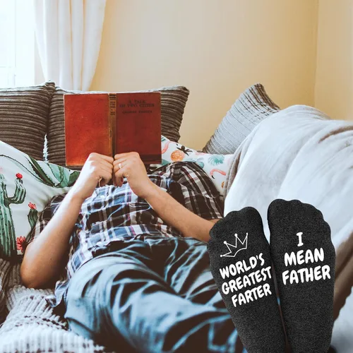 Vista 5 de Mason Life Calcetines divertidos para hombre, regalos de cumpleaños para papá, regalos divertidos para papá, el mejor pedo del mundo, I Mean Father