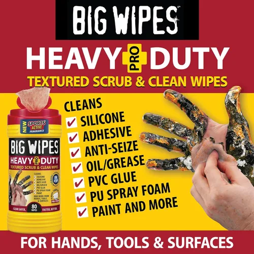 Vista 25 de BIG WIPES Recipiente multisuperficie resistente, paños de limpieza súper absorbentes para manos, superficies y herramientas, recipiente de 80