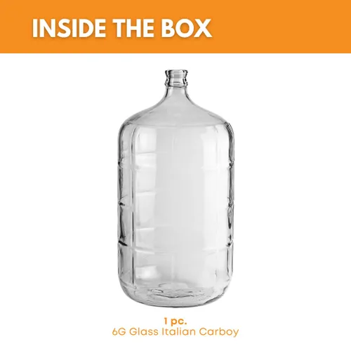Vista 2 de FastRack Carboy de vidrio de 6 galones Fermentador transparente para vino y cerveza Carboy de vidrio italiano para cerveza casera, tarro