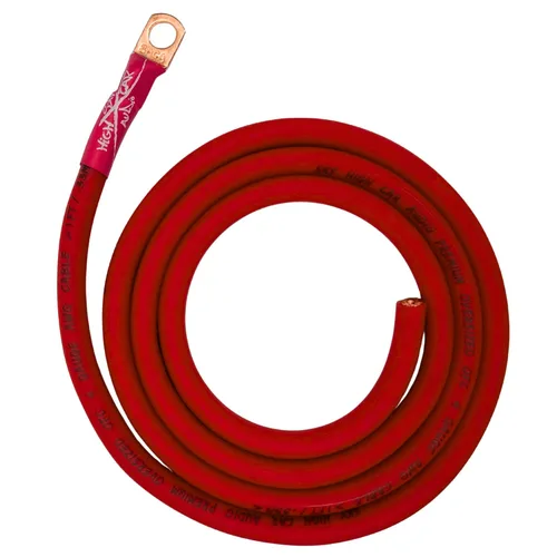 Vista 3 de Sky High - Kit de cableado eléctrico OFC de gran tamaño de calibre 4, color rojo y negro, mejora el flujo de voltaje y el rendimiento Rojo/Negro