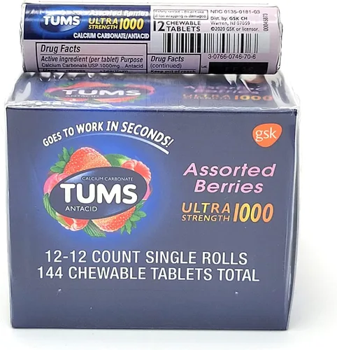 Vista 2 de TUMS - Tabletas masticables antiácidas ultra fuertes, bayas variadas (12 pk. - 12 unidades cada una)