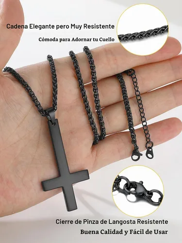 Vista 5 de PROSTEEL Inverted Cross/Leviathan Cross Pendant Necklace for Men Women Negro