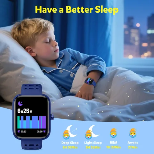 Vista 4 de Gydom Smart Watch for Kids, Without/with APP Mode, 1.83" Touchscreen Fitness Tracker Watch, Heart Rate/Sleep Monitor, IP68 Waterproof Pedometer