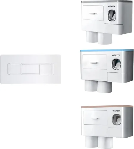 Vista 3 de Wekity Adhesivos de pared para cepillos de dientes, adhesivo de pared para soporte multifuncional para cepillos de dientes que ahorra espacio