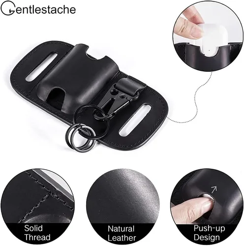 Vista 8 de Gentlestache Funda de cuero para Zippo, Funda de cuero Zippo, Funda de cuero para AirPods, Bolsa más ligera para cinturón Negro