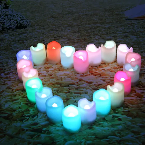 Vista 8 de Velas pequeñas de luz led, efecto de llama parpadeante, con pilas y control remoto. Luces decorativas para bautismo, bodas, fiestas, regalos. 6