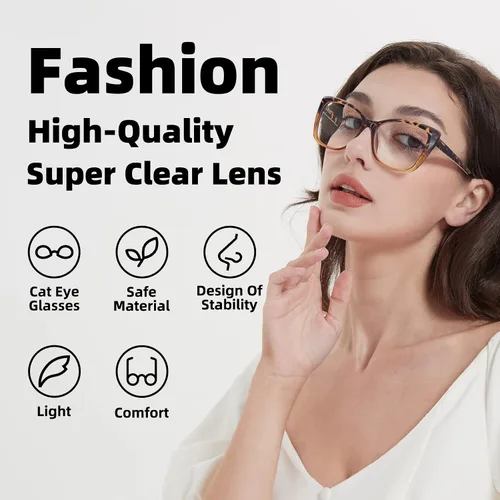 Vista 4 de 3-Pack Reading Glasses for Women Style Frame Spring Hinge Clear Lens Readers Glasses