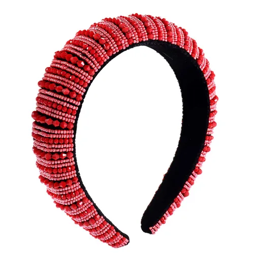 Vista 12 de NVENF Diademas para el día del partido, diadema de fútbol para mujer, con cuentas de cristal y cuentas azules y blancas, accesorios de fútbol