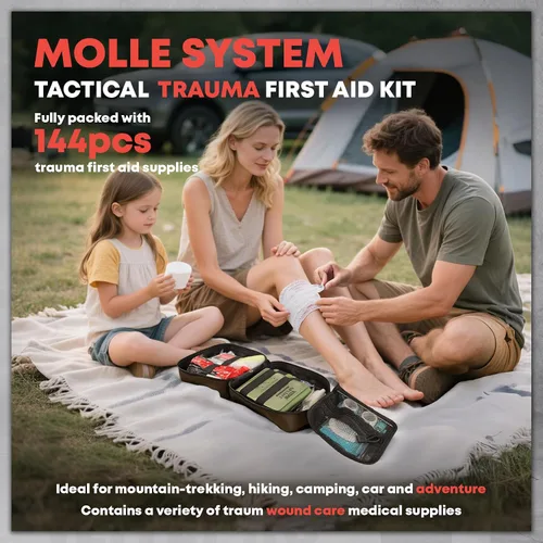 Vista 12 de 144 piezas de kit avanzado de primeros auxilios para trauma - Equipo de emergencia para acampar con torniquete, vendaje de compresión, férula de 36