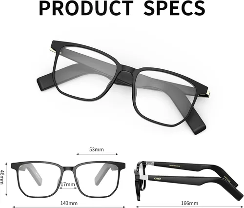 Vista 9 de GetD Lentes inteligentes de acetato 2026, ChatGPT y traductor en tiempo real de 145 idiomas, gafas Bluetooth con lente transparente, duración