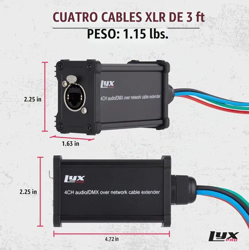 Vista 2 de LyxPro XLR 3 pies de cable de audio de 4 canales de 3 pines de red múltiple para conexión hembra de escenario y estudio de grabación, excelente
