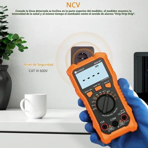 Vista 4 de Neoteck 2000 Counts Digital Multimeter with NCV, AC/DC Voltage Current Naranja
