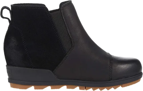 Vista 7 de Sorel - Botas cortas hasta el tobillo para mujer Evie, piel de ante impermeable, suela de cuña Negro