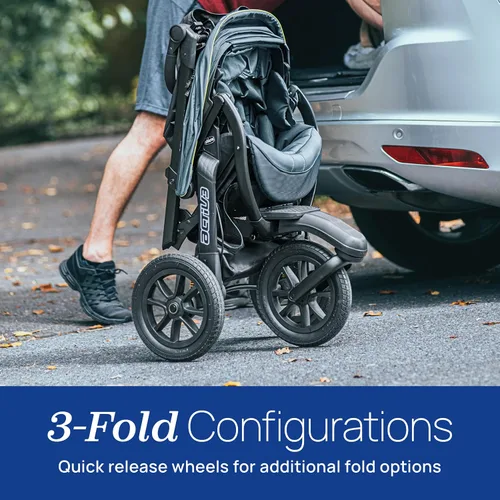 Vista 6 de Chicco Activ3 - Cochecito para correr y asiento de coche, sistema de viaje Solar/Grey, infant car seat and stroller combo, foam-filled tires, UPF