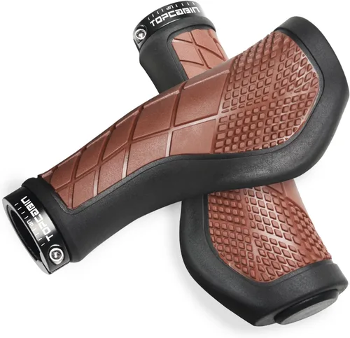 Vista 9 de TOPCABIN Empuñaduras de bicicleta, diseño ergonómico, empuñaduras de goma de dos colores para manillar de bicicleta con cómodos agarres de manillar