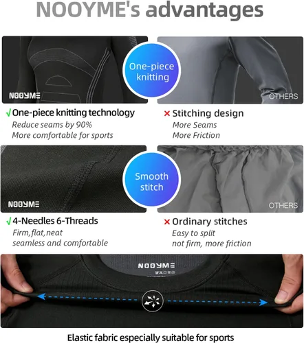 Vista 4 de NOOYME Ropa interior térmica para mujer, capa base, clima frío, pantalones largos para mujer