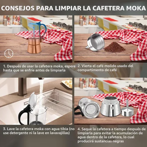 Vista 8 de Cafetera de acero inoxidable de cristal transparente Moka Pot 4 Cup 7.4 fl oz