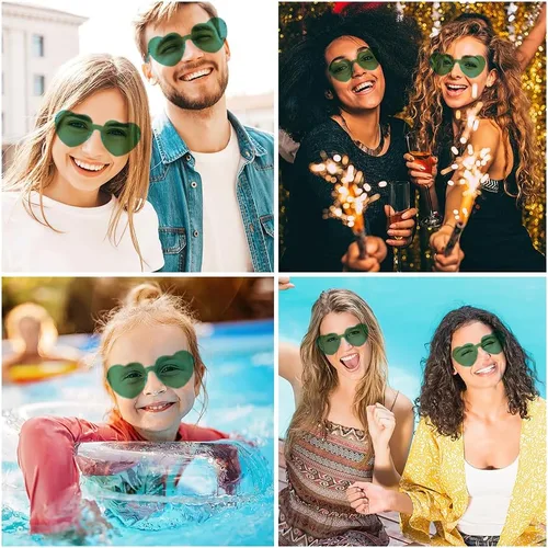Vista 125 de Lentes de sol con forma de corazón, 2 pares de lentes de sol en forma de corazón, gafas de sol rave para mujeres, regalos de fiesta