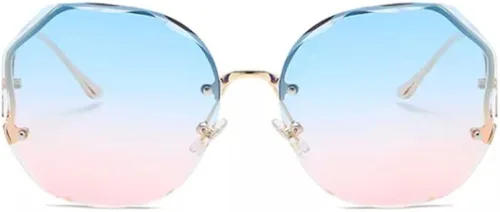 Vista 2 de Pharoz Gafas de sol de polígono de gran tamaño con corte de diamante degradado sin montura