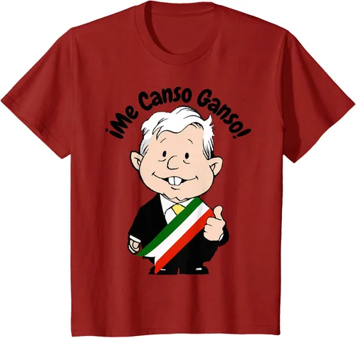 Vista 64 de AMLO Amlito Me Canso Ganso - Camiseta con diseño de dibujos animados mexicanos Gris Oscuro