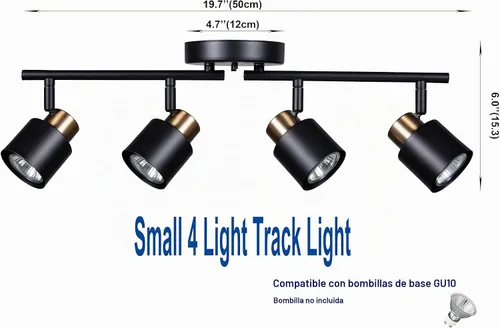 Vista 3 de Kit de iluminación de riel de 4 luces, acabado de latón negro mate ajustable con foco de techo moden empotrado para cocina, sala de estar, mejoras
