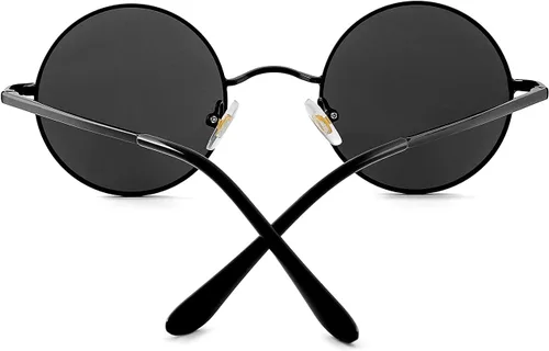 Vista 5 de Gafas de sol polarizadas redondas pequeñas para mujeres y hombres, gafas de negro/gris