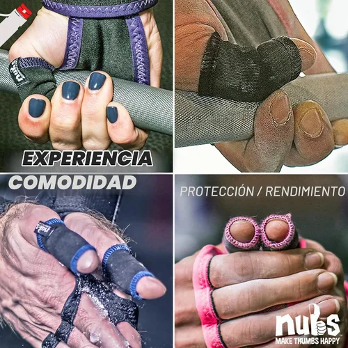 Vista 5 de JerkFit Nubs - Protector de pulgares para agarre de gancho, sin látex, reutilizable, lavable, para evitar callos, ampollas y lágrimas, para Negro