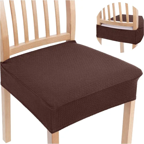 Vista 14 de Smiry Juego de 2 fundas de asiento elásticas de jacquard para sillas de comedor, extraíbles y lavables, sin fundas traseras, color azul aireado