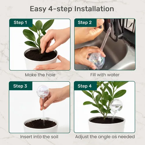 Vista 5 de Little Green Leaf Bombas de Riego Automáticas para Plantas, Insertos de Maceta de Riego Automático (Set de 10) Bombas de Plástico Transparente 6