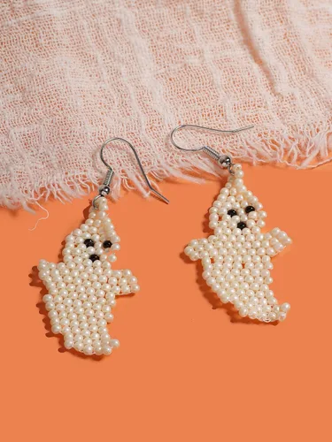 Vista 6 de OJERRY Pendientes colgantes de cuentas espeluznantes de Halloween