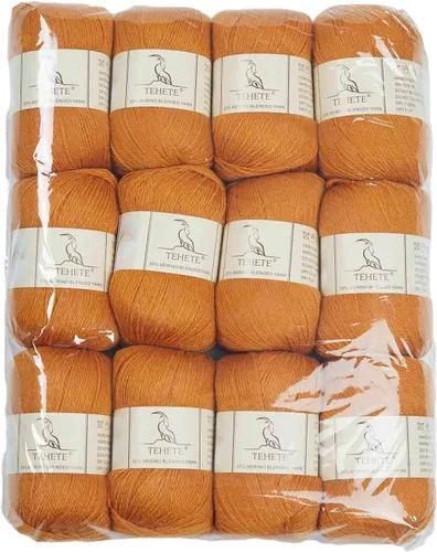 Vista 19 de Ovillo de lana de merino para tejer (3 capas) suave y ligero de 150g para ganchillo (Beige)