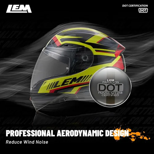 Vista 7 de LEM Cascos de motocicleta de cara completa, cascos para hombres, con certificado DOT, PINLOCK y DVS de doble visión, casco de motocicleta de calle