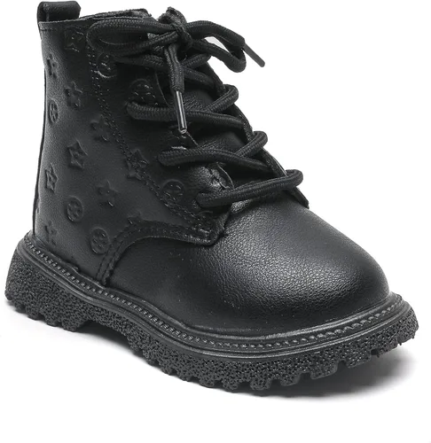 Vista 3 de Komfyea Botas de senderismo clásicas para niños y niñas, botas de tobillo con cordones para exteriores